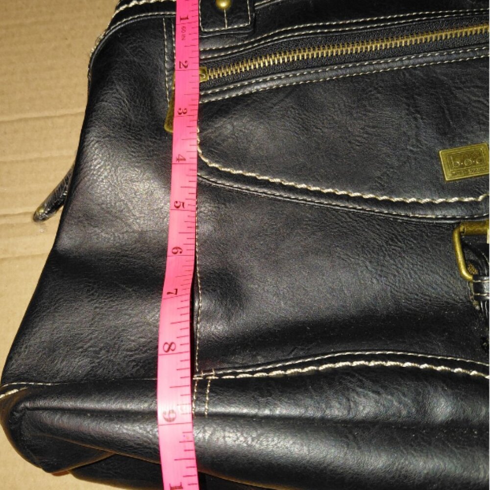 BOC Born Shoulder Purse Bag Flap Zipper Bucket Black Faux Leather - Picture 12 of 13